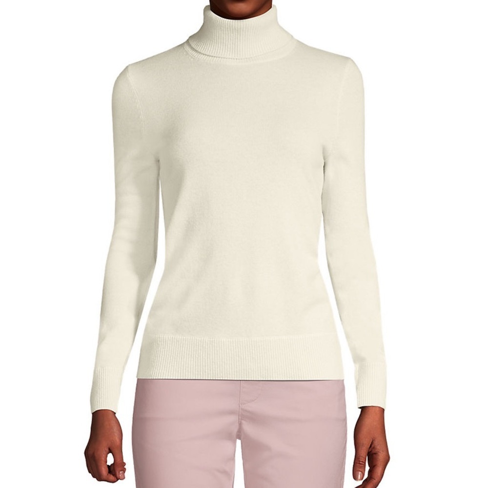 NWOT Chaps Turtleneck Cotton Ivory Sweater Lightweight Size L - Picture 2 of 11